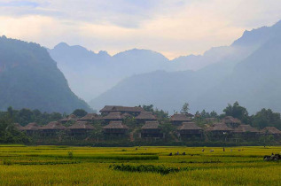 Vietnam - Vue sur le Mai Chau Eco-Lodge
