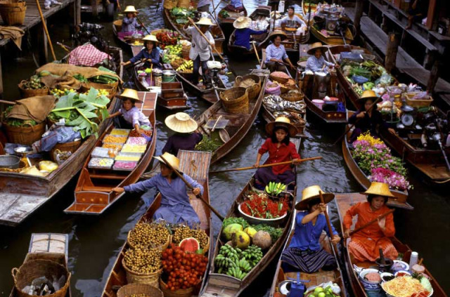 Thailande - Marché flottant des environs de Bangkok