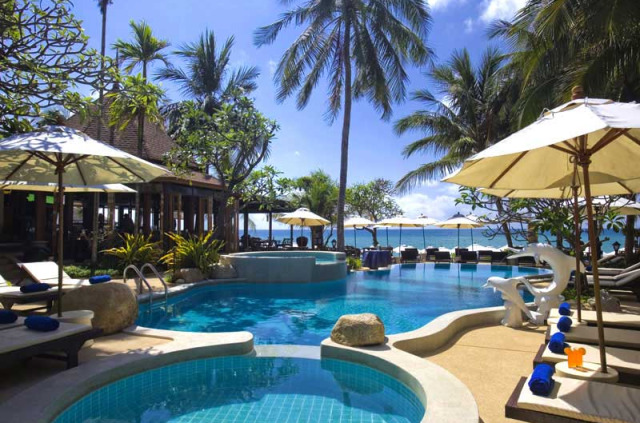 Thailande - Koh Samui - Thai Beach House - Piscine et plage du Thai House Beach Resort